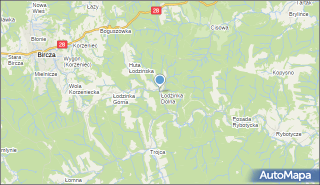 mapa Łodzinka Dolna, Łodzinka Dolna na mapie Targeo